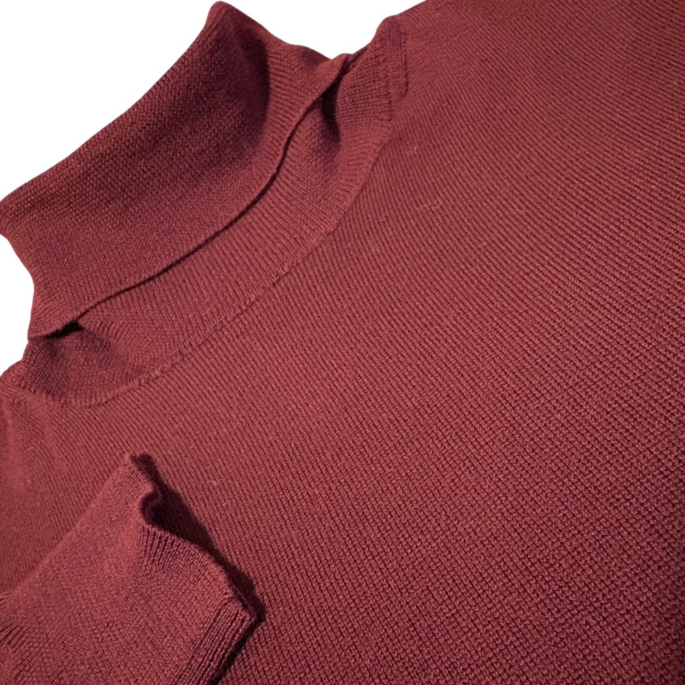 Bugatchi Turtleneck Sweater Mens XL Burgundy 100% Merino Wool Made in Italy